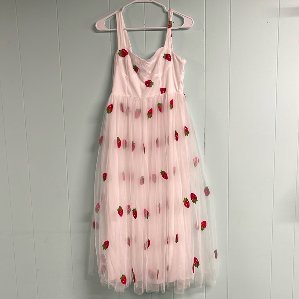 NWT strawberry tulle dress